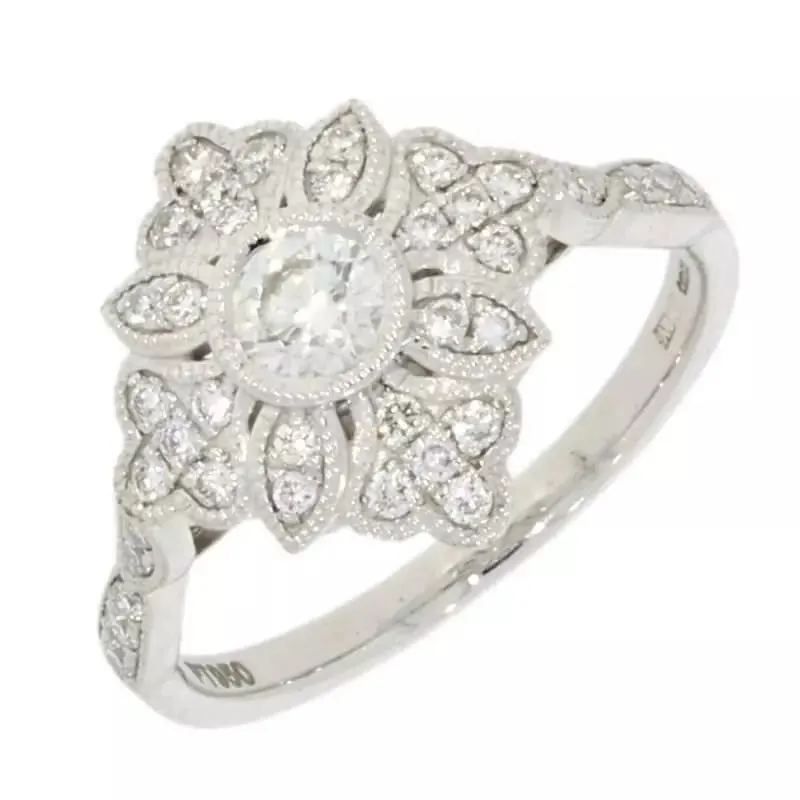 Platinum Art Deco Style Diamond Dress Ring 0.55ct