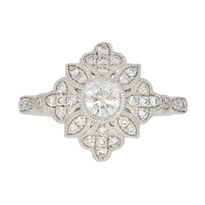 Platinum Art Deco Style Diamond Dress Ring 0.55ct