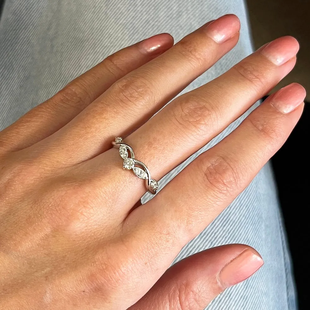 Platinum Diamond Set Wishbone Ring 0.33cts