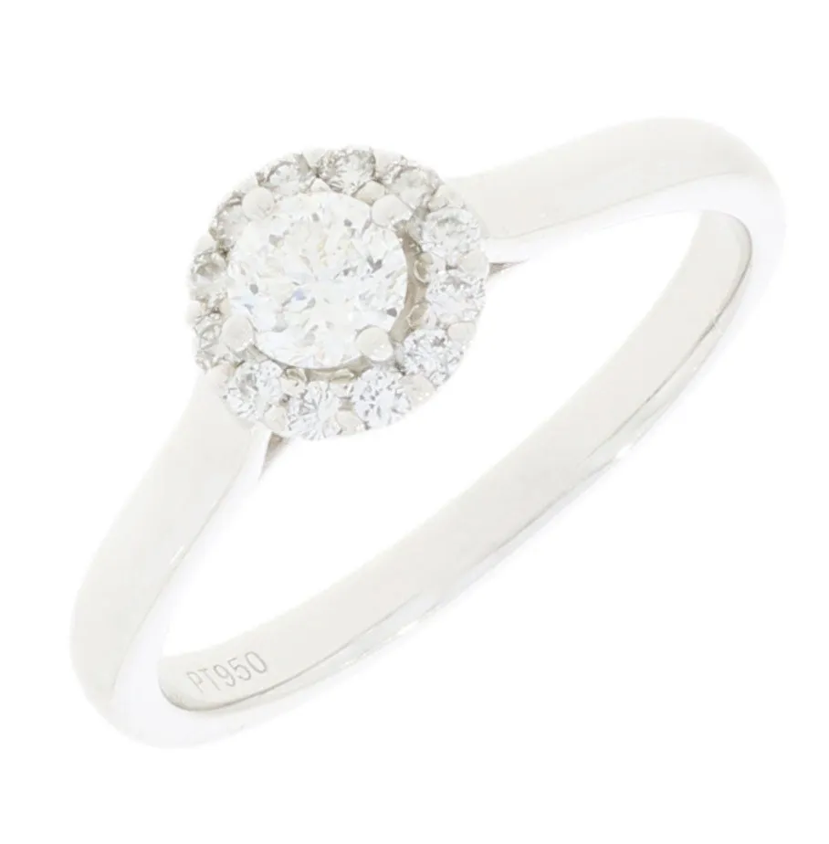 Platinum Round Brilliant Cut Diamond Halo Cluster Ring