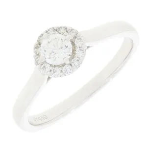 Platinum Round Brilliant Cut Diamond Halo Cluster Ring