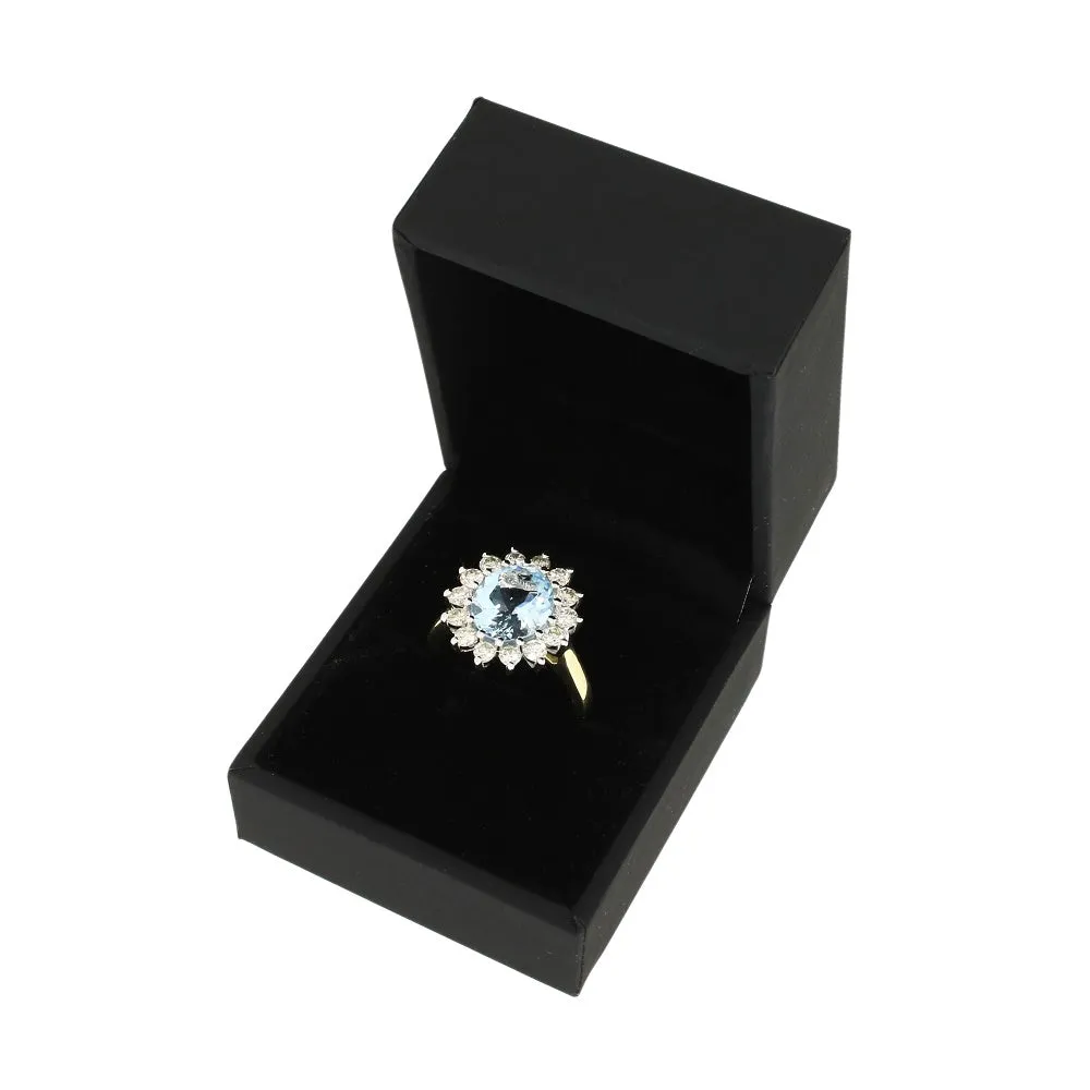 Pre Owned 14ct Yellow Gold 2.45ct Aquamarine and 0.95cts Diamond Cluster Ring