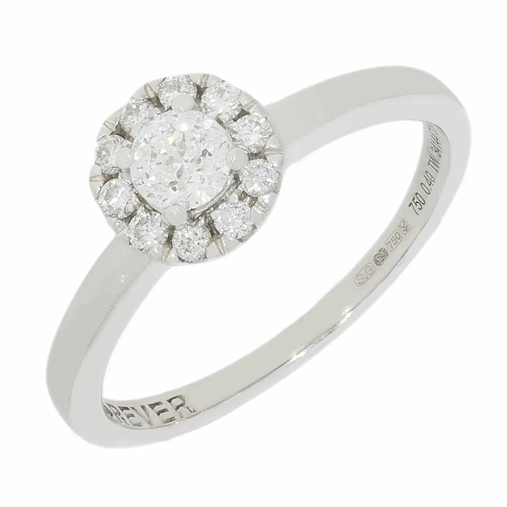 Pre Owned 18ct White Gold 0.40cts Diamond Halo Ring