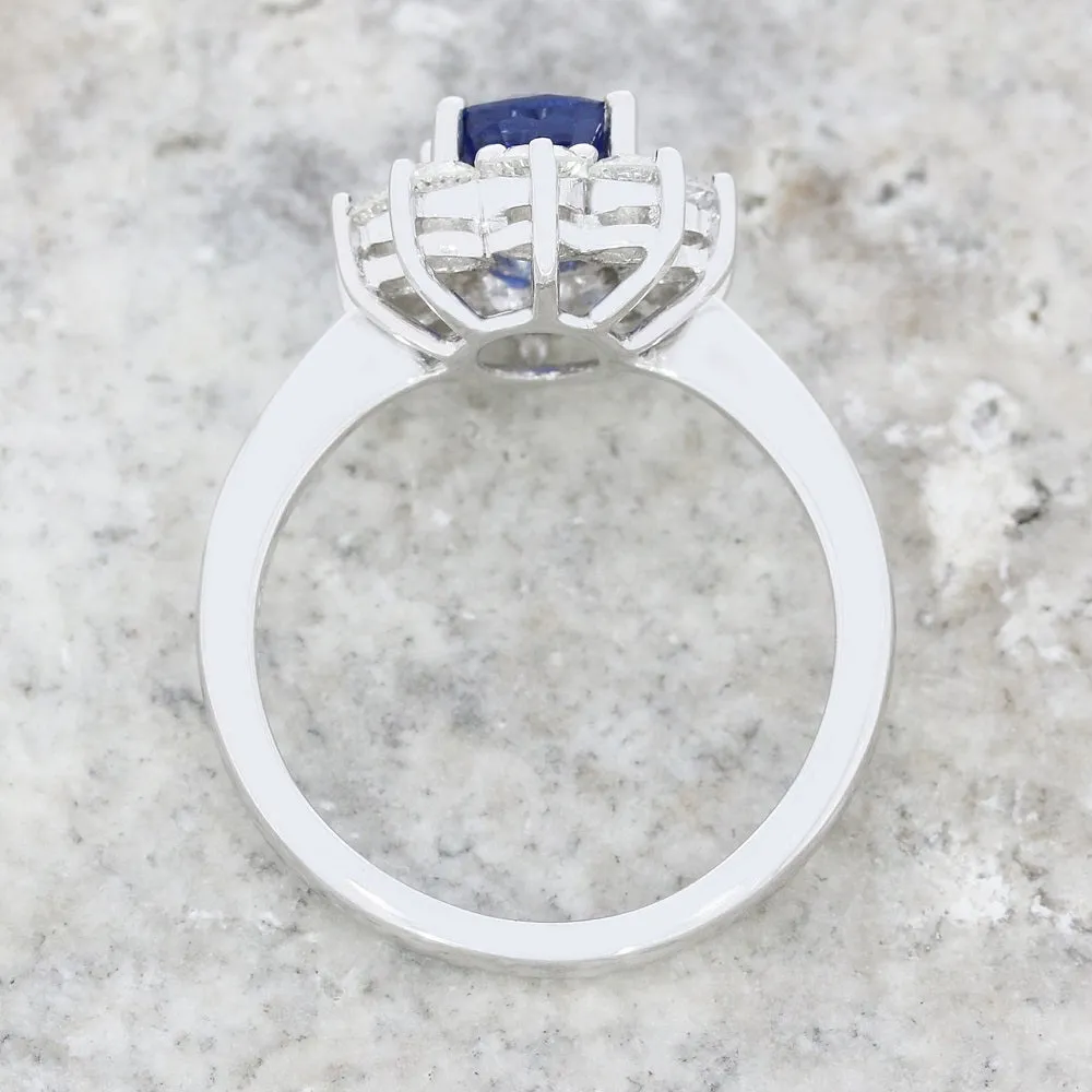 Pre Owned 18ct White Gold 1.20cts Sapphire & 0.96cts Diamond Cluster Ring