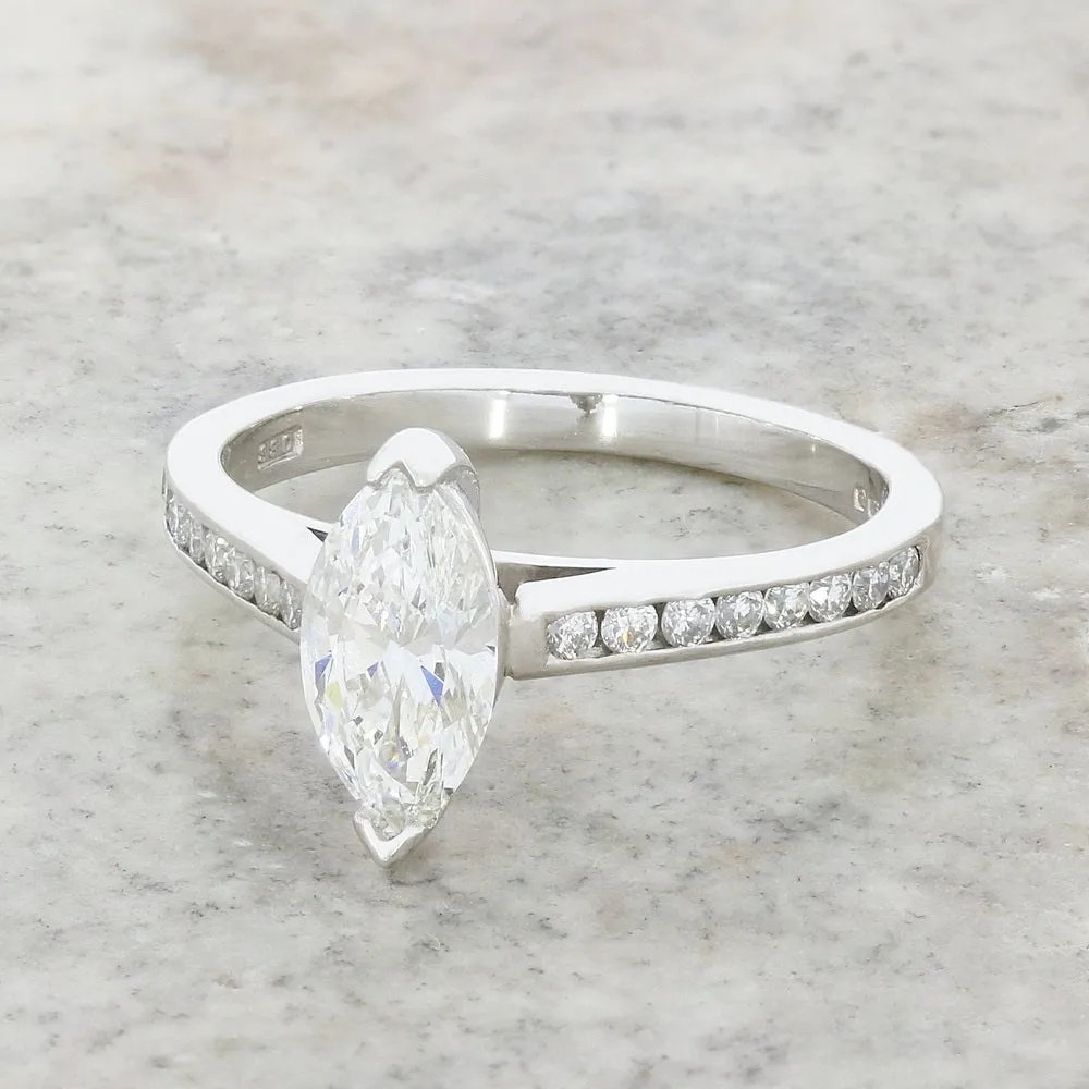 Pre Owned 18ct White Gold Marquise Cut 0.70cts Diamond Ring