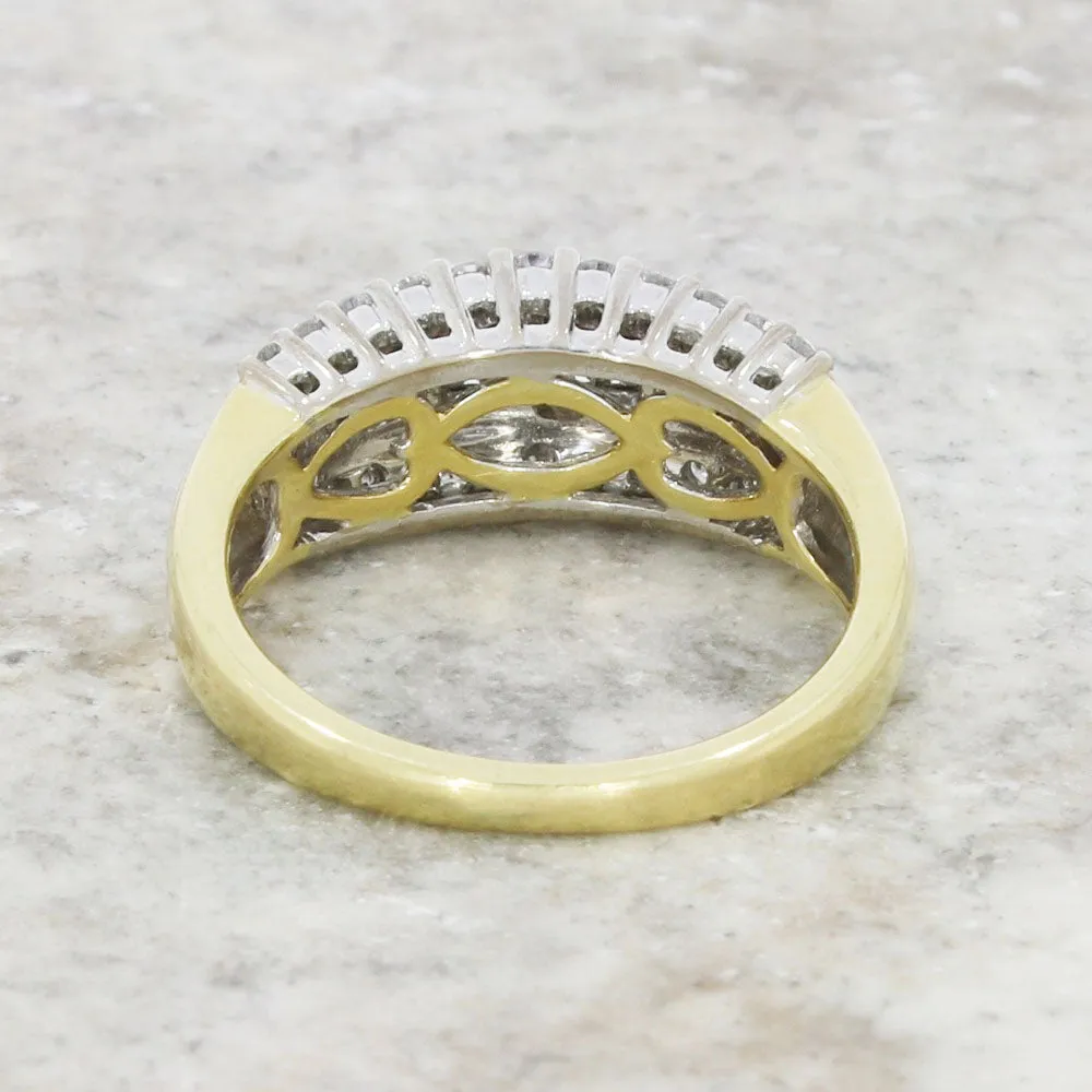 Pre Owned 18ct Yellow Gold 0.60cts Diamond Triple Row Dress Ring