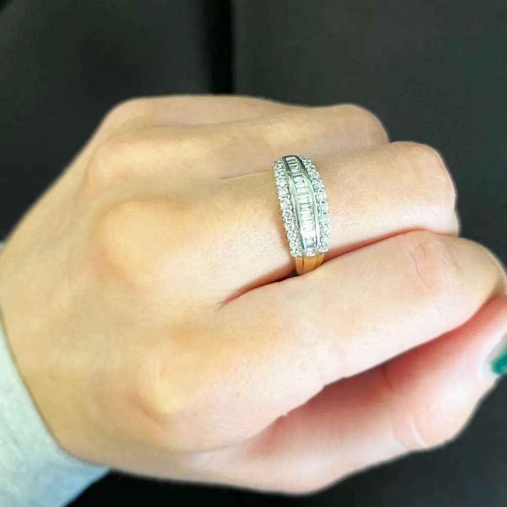 Pre Owned 18ct Yellow Gold 0.60cts Diamond Triple Row Dress Ring