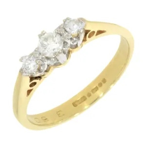Pre Owned 18ct Yellow Gold 3 Stone Trilogy 0.25cts Diamond Ring