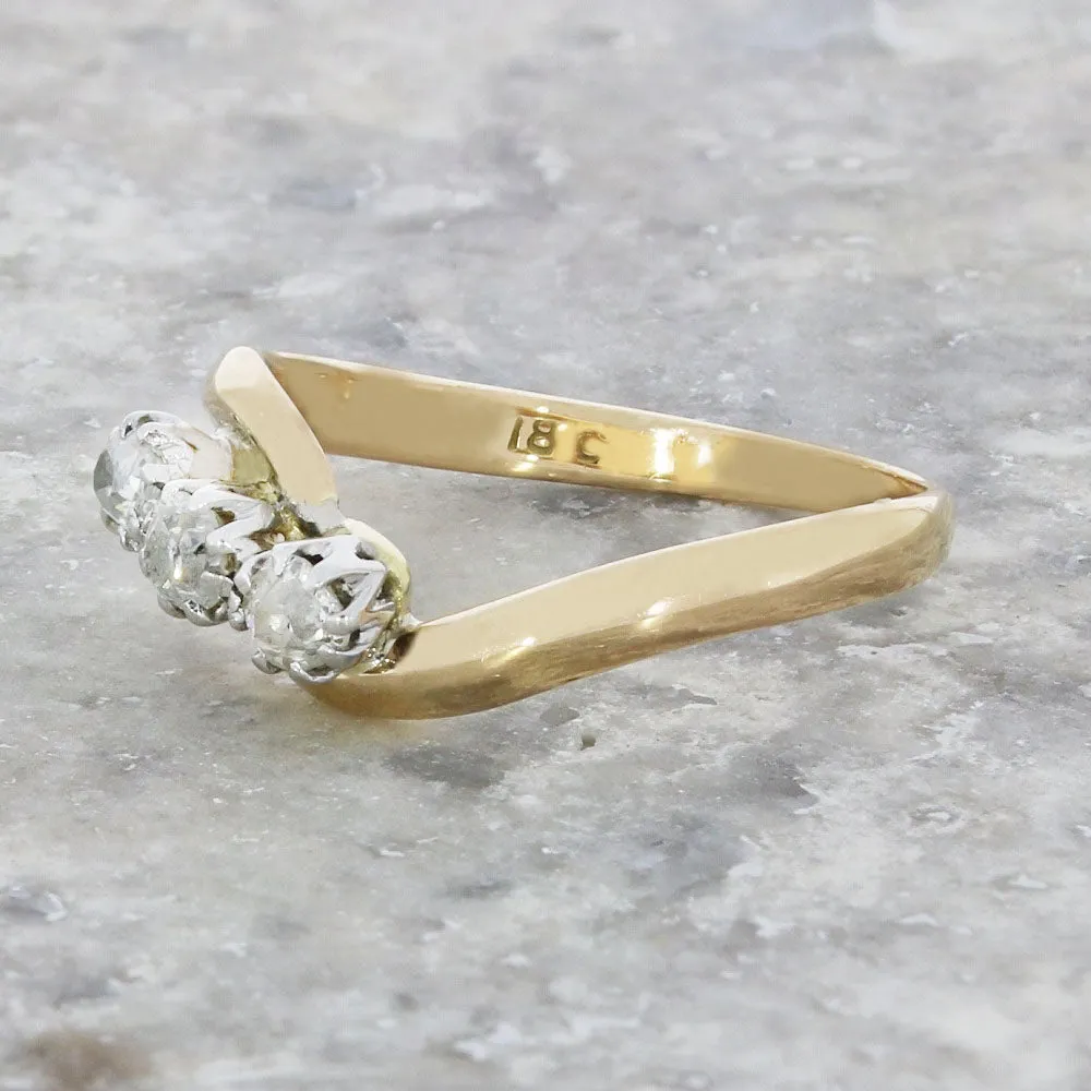 Pre Owned 18ct Yellow Gold 3 Stone Trilogy 0.35cts Diamond Ring