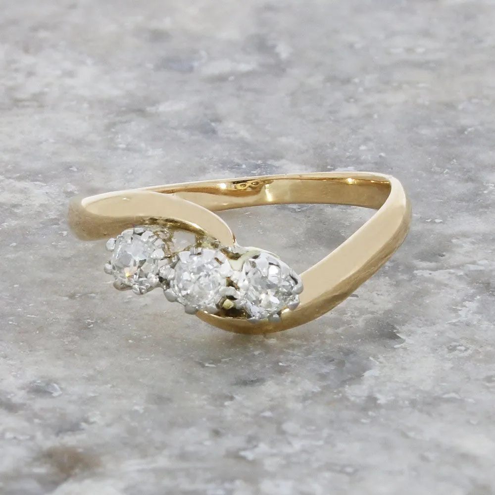 Pre Owned 18ct Yellow Gold 3 Stone Trilogy 0.35cts Diamond Ring