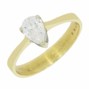 Pre Owned 18ct Yellow Gold Pear Cut Diamond Solitaire Ring