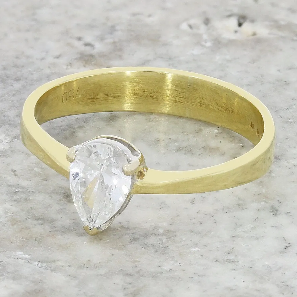 Pre Owned 18ct Yellow Gold Pear Cut Diamond Solitaire Ring