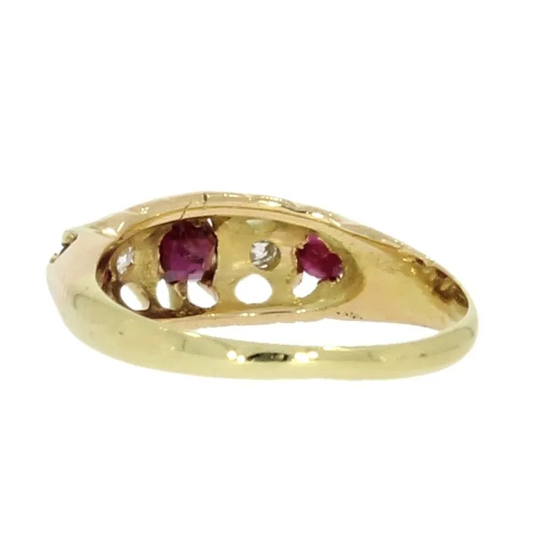 Pre Owned 18ct Yellow Gold Ruby & Diamond Vintage Ring