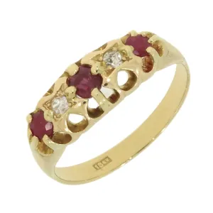 Pre Owned 18ct Yellow Gold Ruby & Diamond Vintage Ring