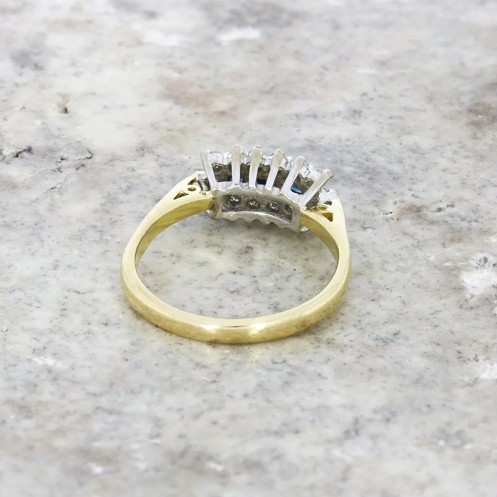 Pre Owned 18ct Yellow Gold Sapphire and 0.24cts Diamond Cluster Ring