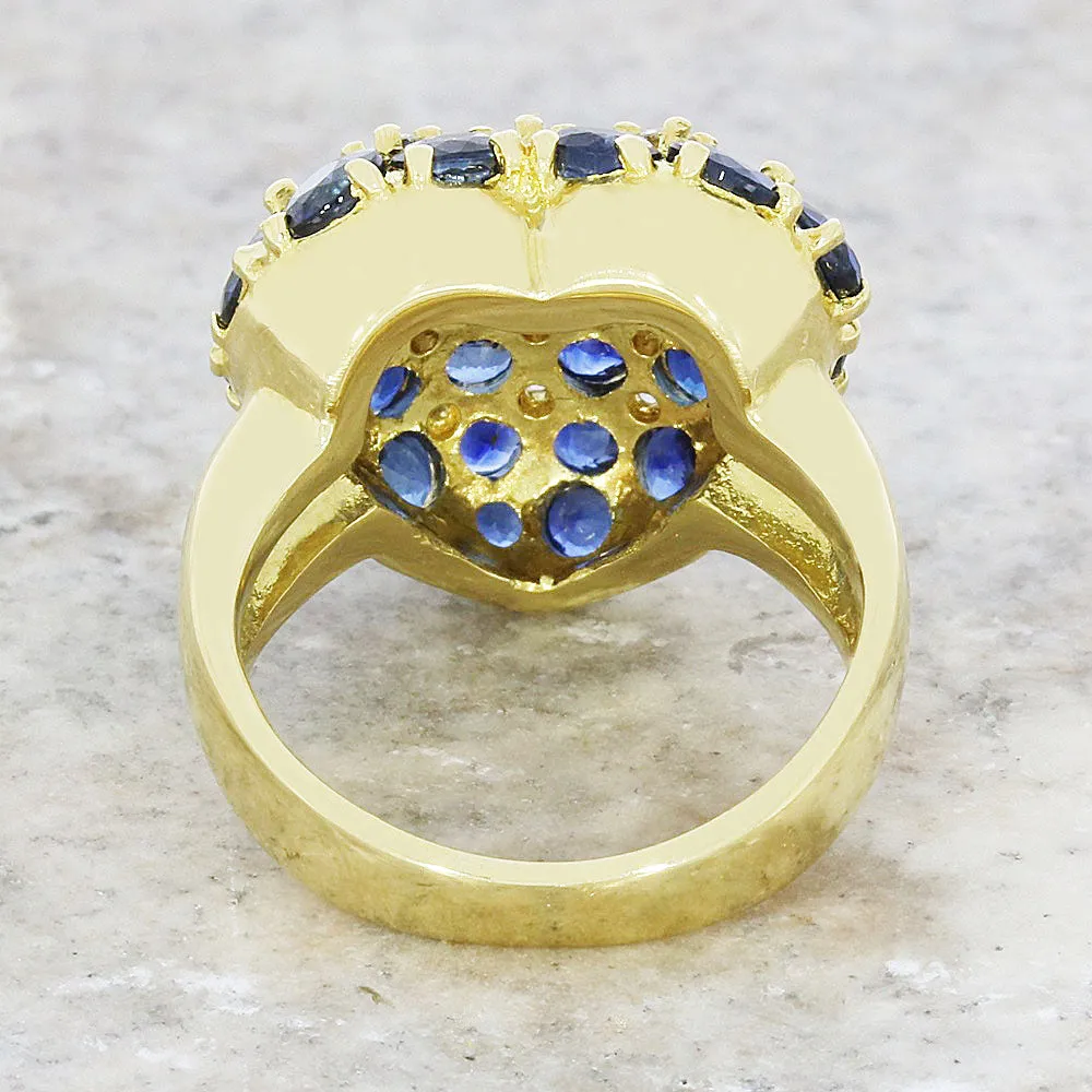 Pre Owned 18ct Yellow Gold Sapphire and Diamond Heart Cluster Ring