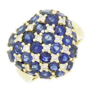 Pre Owned 18ct Yellow Gold Sapphire and Diamond Heart Cluster Ring