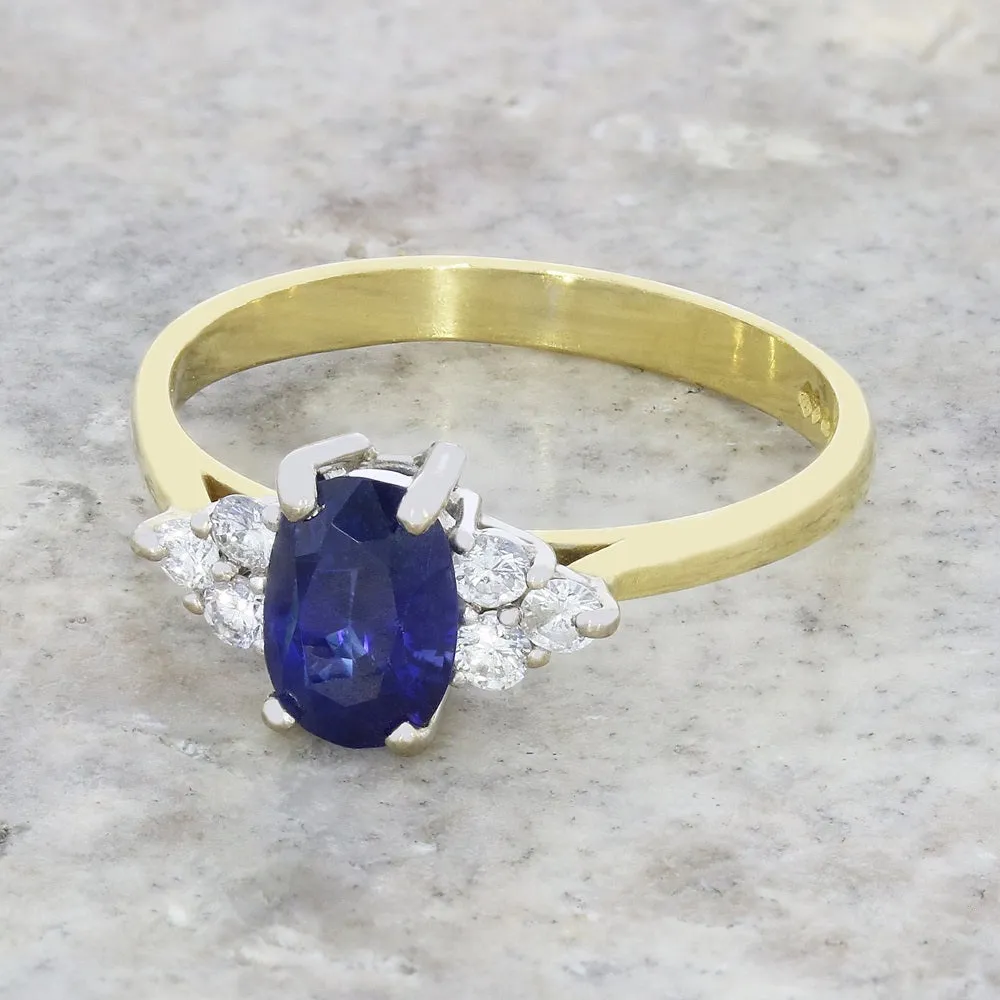 Pre Owned 18ct Yellow Gold Sapphire and Diamond Ring