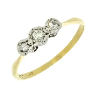 Pre Owned 18ct Yellow Gold Three Stone 0.12cts Diamond Ring