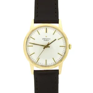 Pre Owned 9ct Gold Vintage Zenith Leather Strap Mechanical Watch RW0543