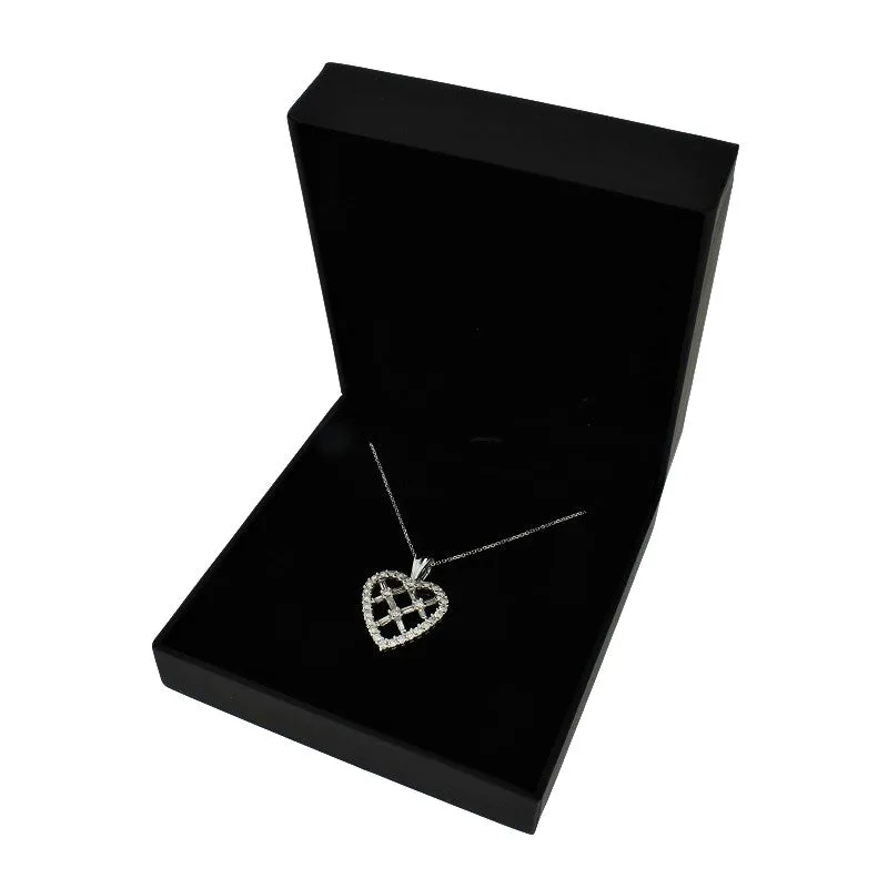Pre Owned 9ct White Gold 1.25cts Diamond Set Heart Pendant and Chain Necklace