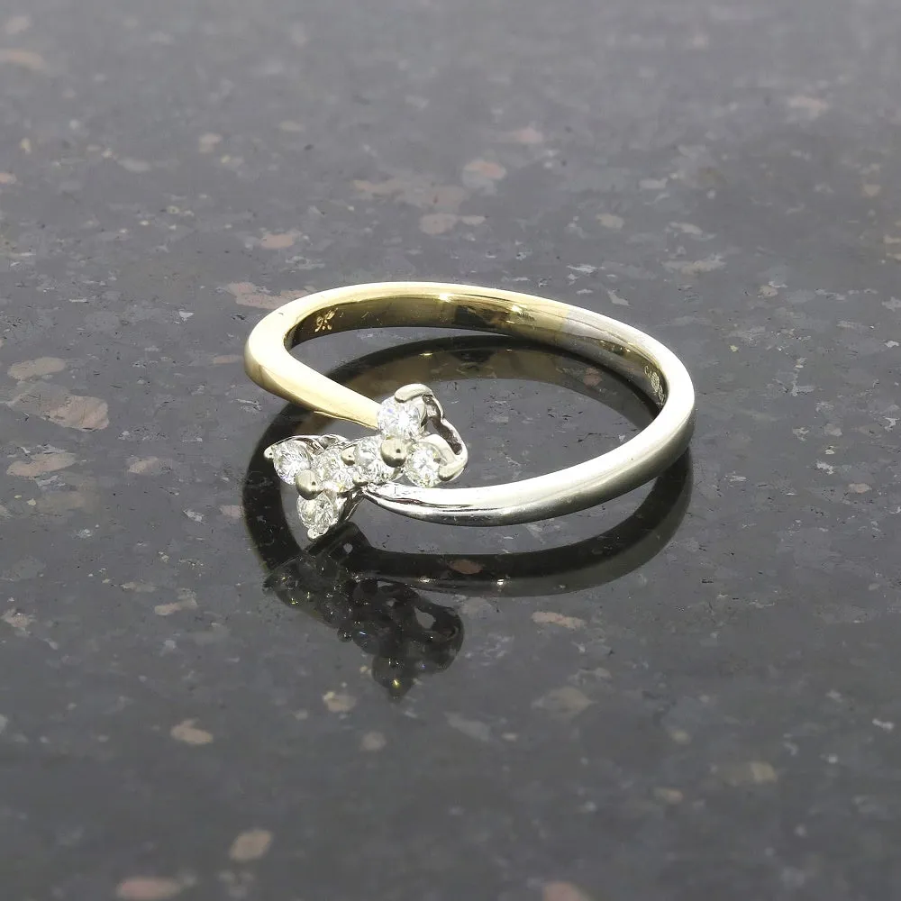 Pre Owned 9ct Yellow and White Gold 0.25cts Brilliant Cut Diamond Cluster Ring