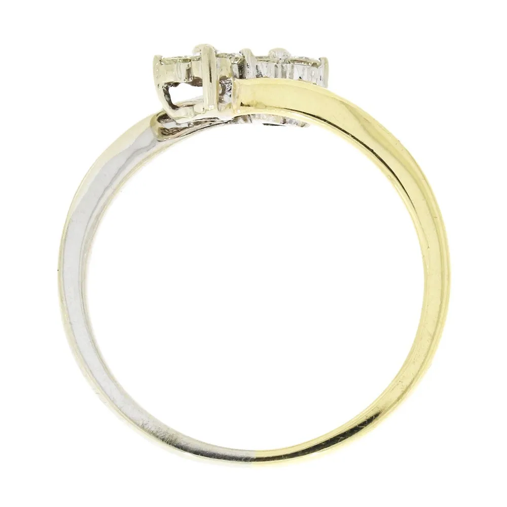 Pre Owned 9ct Yellow and White Gold 0.25cts Brilliant Cut Diamond Cluster Ring