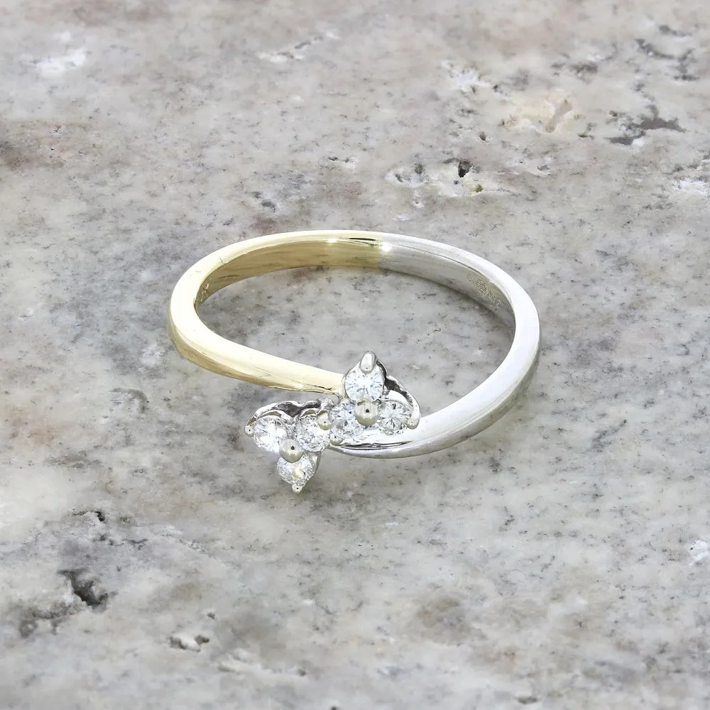 Pre Owned 9ct Yellow and White Gold 0.25cts Brilliant Cut Diamond Cluster Ring