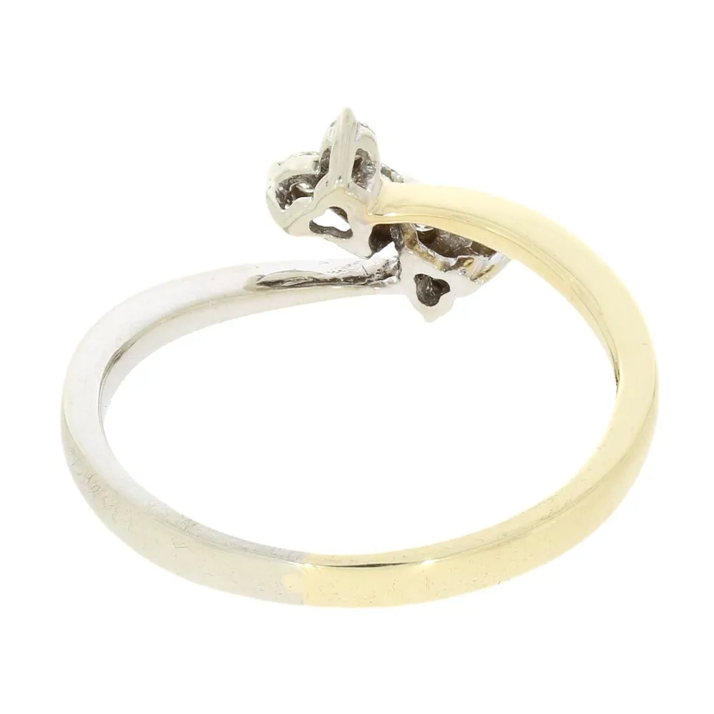 Pre Owned 9ct Yellow and White Gold 0.25cts Brilliant Cut Diamond Cluster Ring