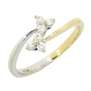 Pre Owned 9ct Yellow and White Gold 0.25cts Brilliant Cut Diamond Cluster Ring