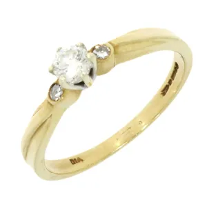 Pre Owned 9ct Yellow Gold 0.22ct Diamond Solitaire Ring