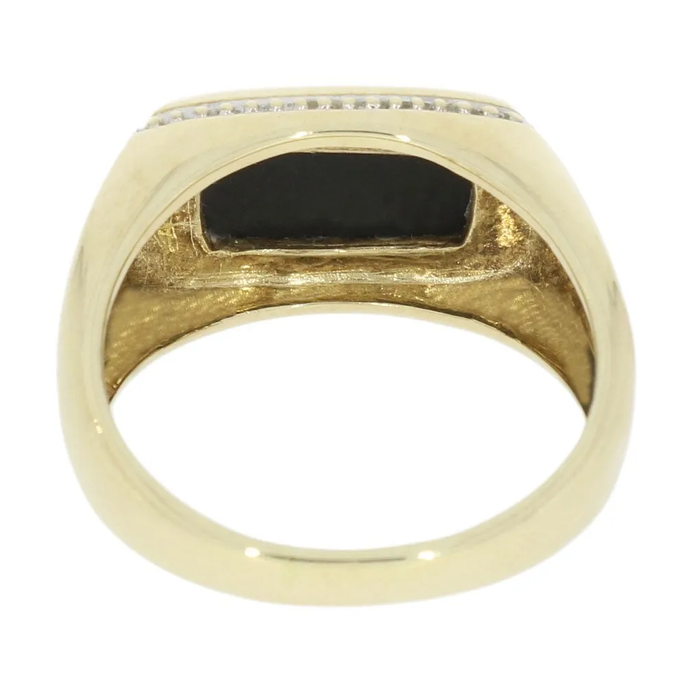 Pre Owned 9ct Yellow Gold Black Onyx Mens Signet Ring