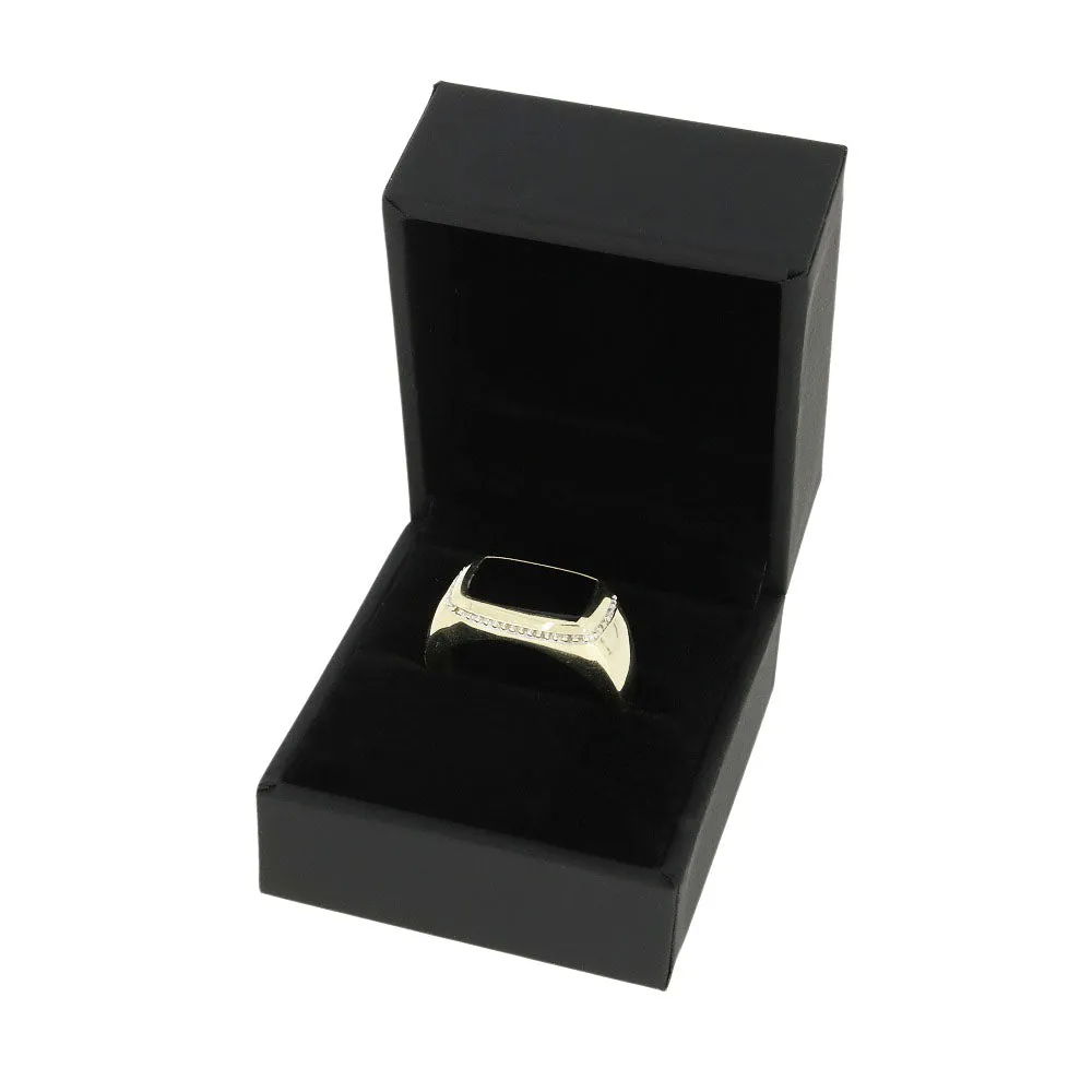 Pre Owned 9ct Yellow Gold Black Onyx Mens Signet Ring