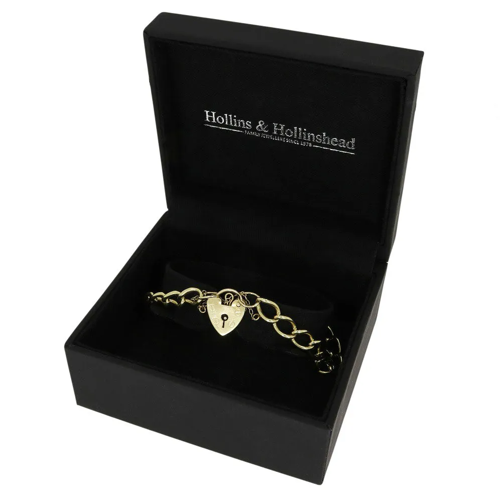 Pre Owned 9ct Yellow Gold Charm Bracelet With Padlock Fasten