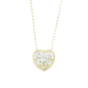 Pre Owned 9ct Yellow Gold Cubic Zirconia Heart Pendant