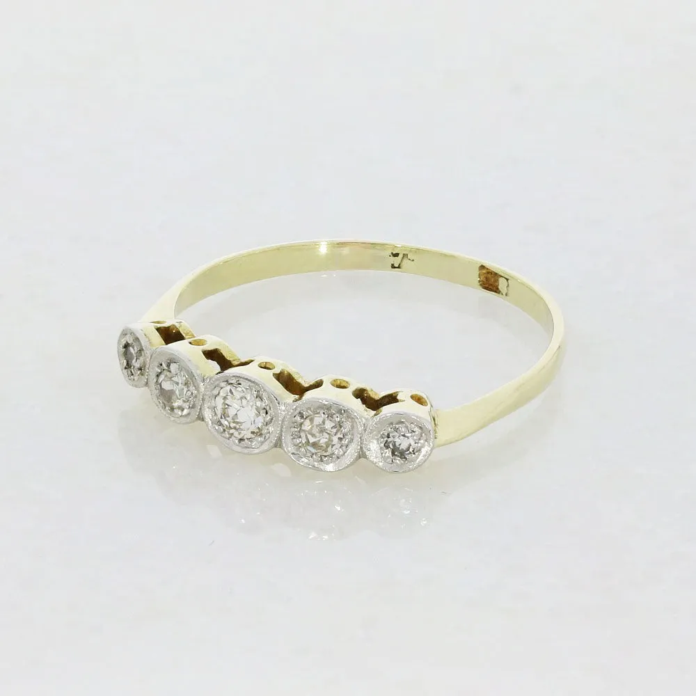 Pre Owned 9ct Yellow Gold Diamond Half Eternity Vintage Ring