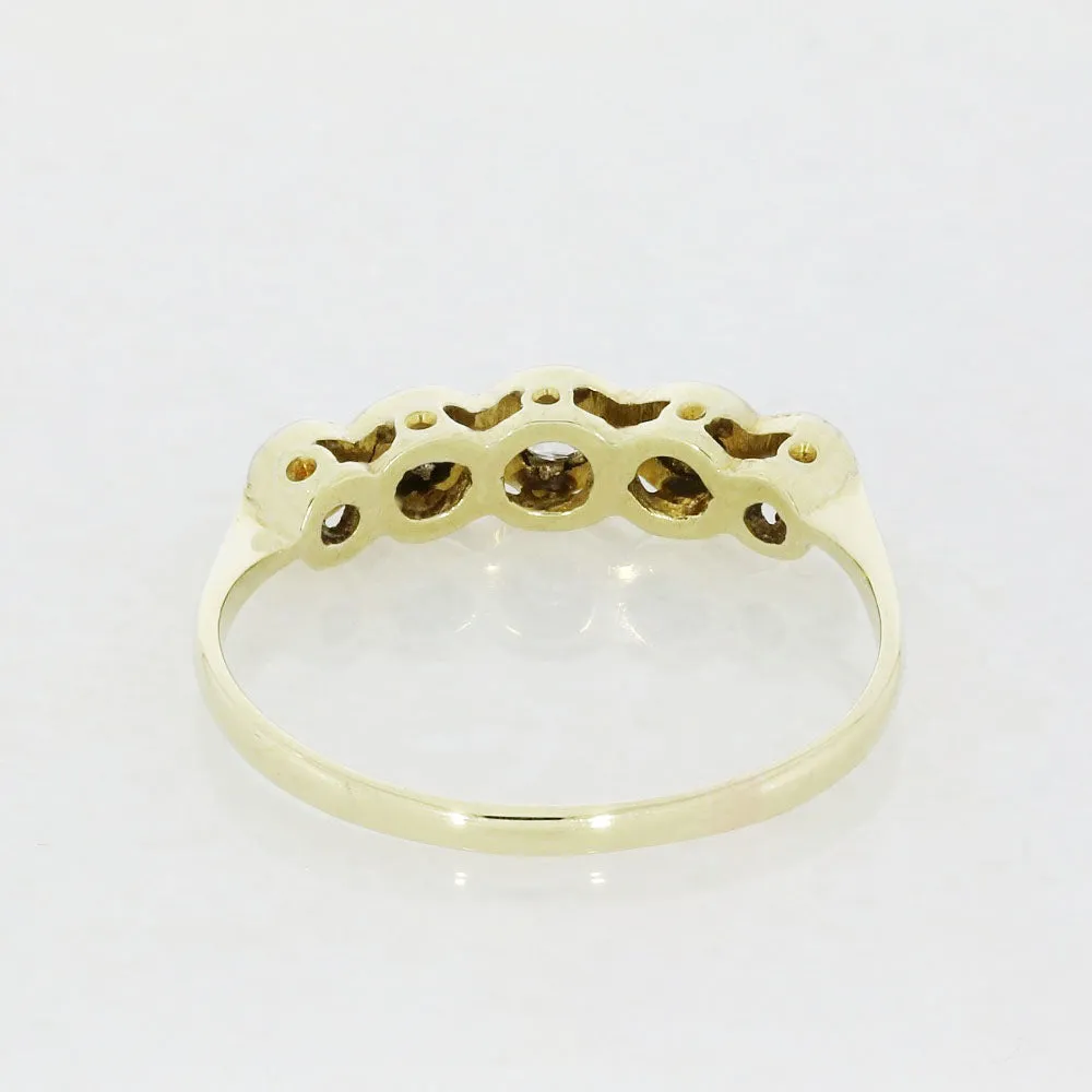 Pre Owned 9ct Yellow Gold Diamond Half Eternity Vintage Ring