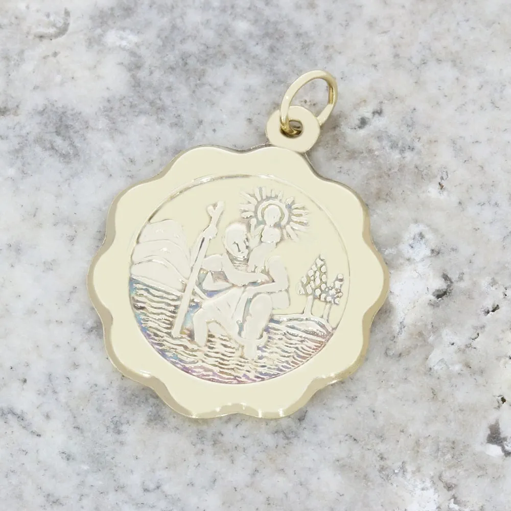 Pre Owned 9ct Yellow Gold Double Sided St Christophers Pendant