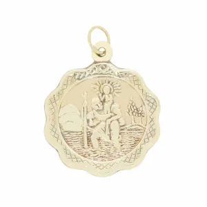 Pre Owned 9ct Yellow Gold Double Sided St Christophers Pendant
