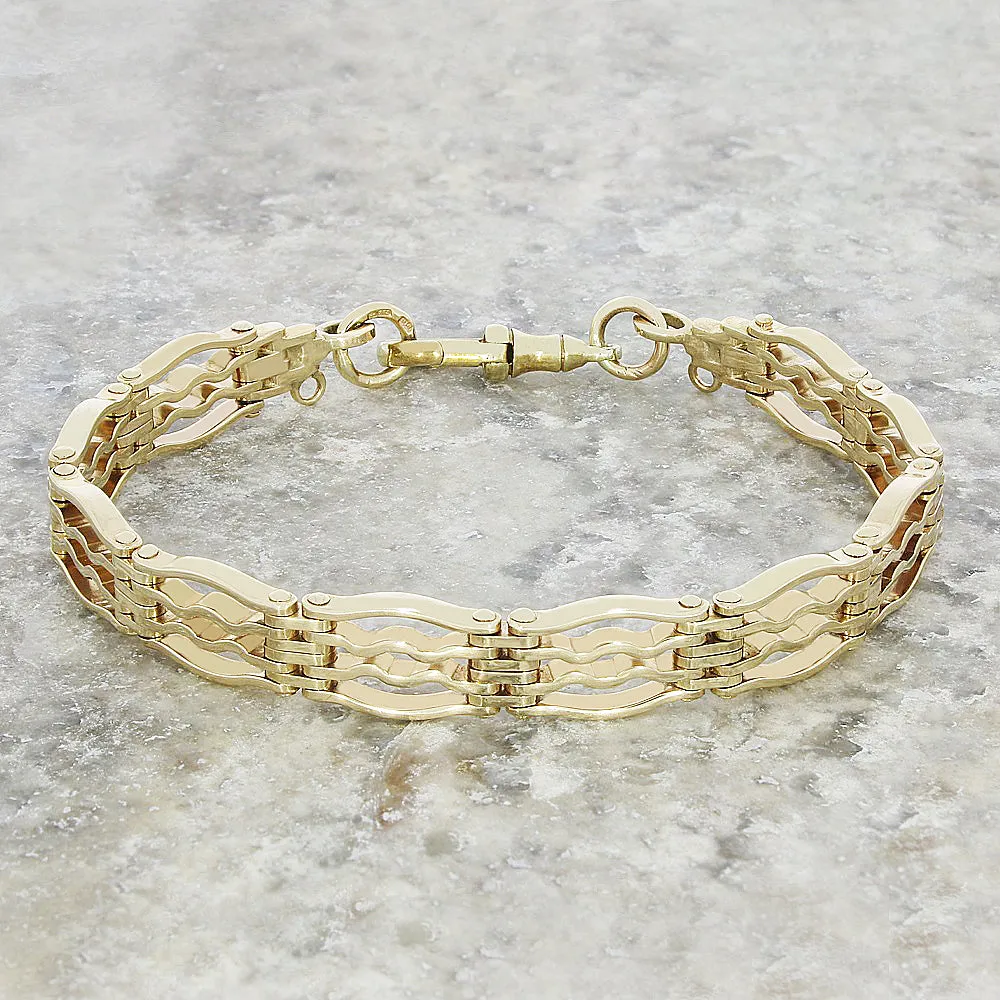 Pre Owned 9ct Yellow Gold Gate Bracelet