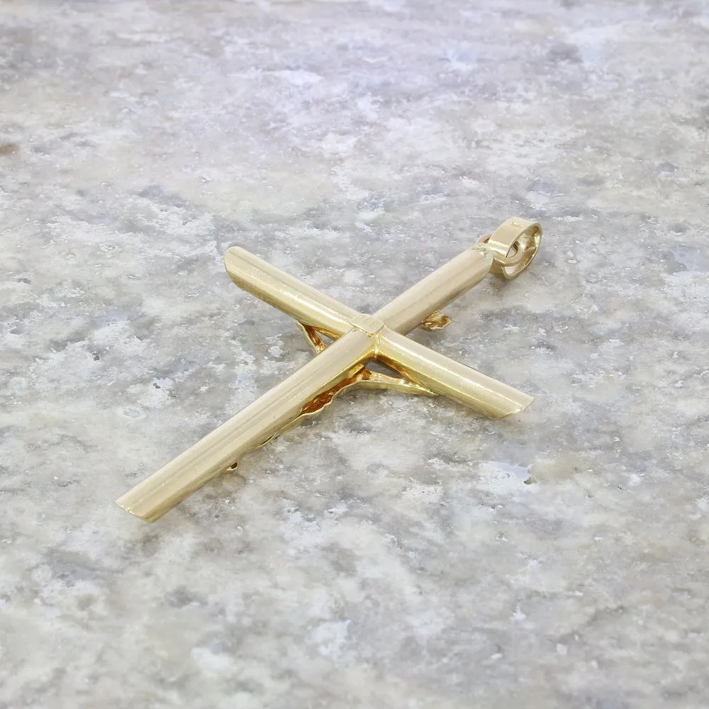 Pre Owned 9ct Yellow Gold Large Crucifix Cross Pendant