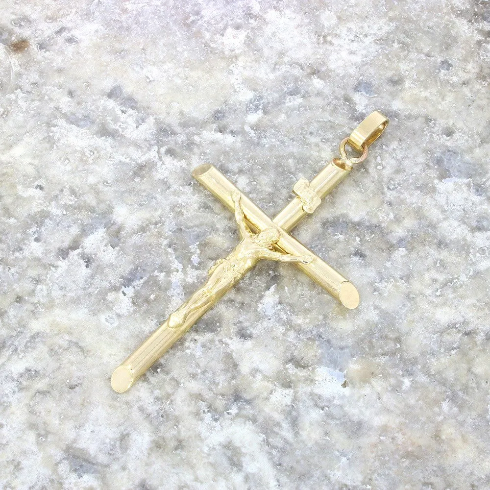 Pre Owned 9ct Yellow Gold Large Crucifix Cross Pendant