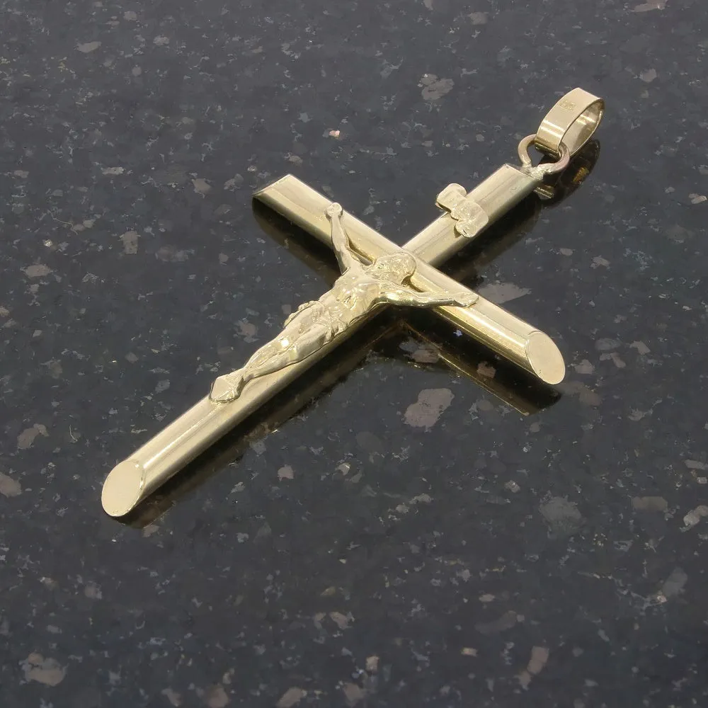 Pre Owned 9ct Yellow Gold Large Crucifix Cross Pendant