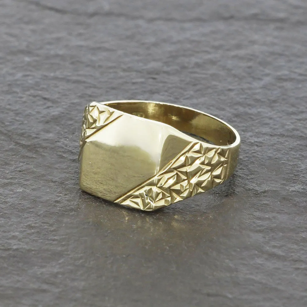 Pre Owned 9ct Yellow Gold Mens Signet Ring
