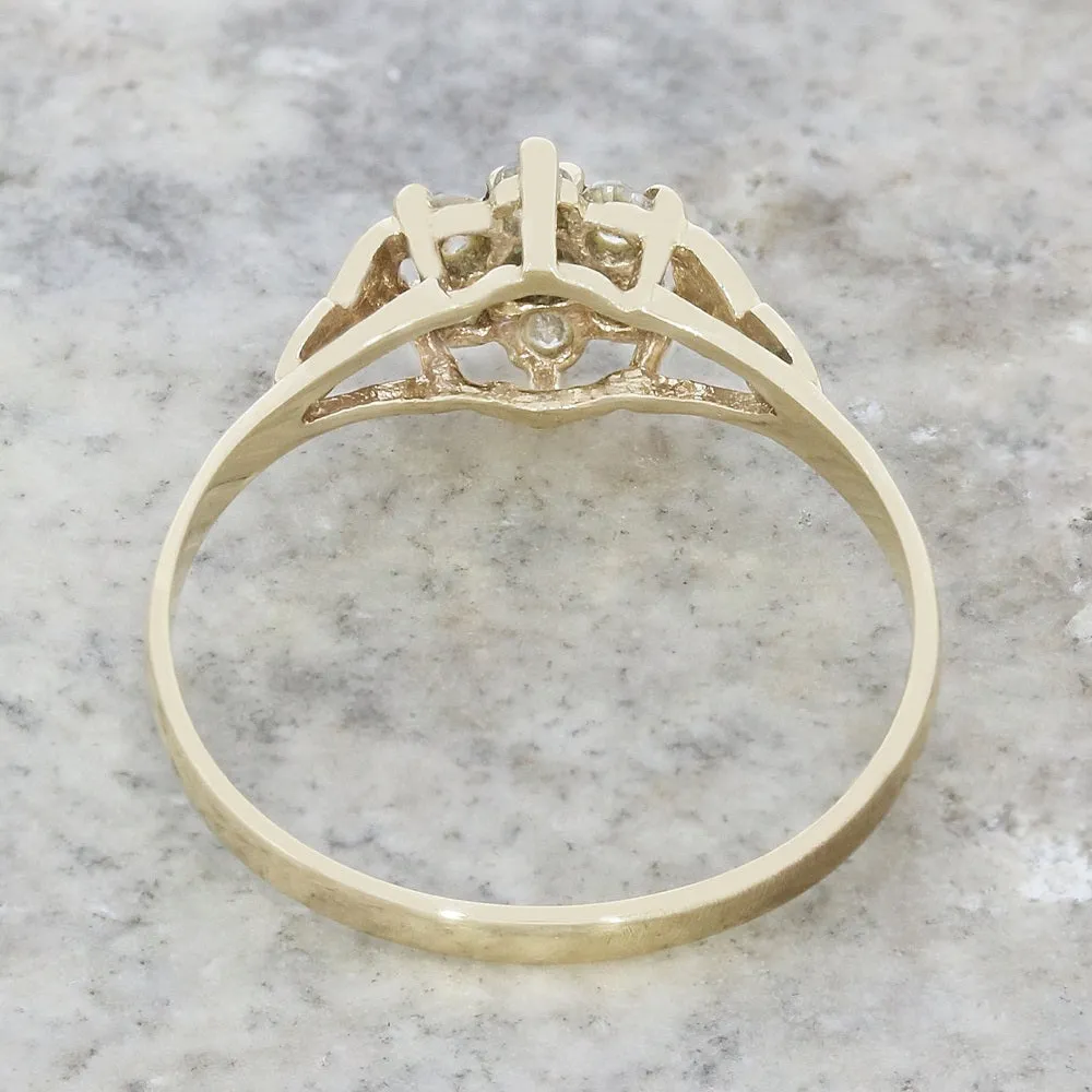 Pre Owned 9ct Yellow Gold Ruby and Cubic Zirconia Cluster Ring
