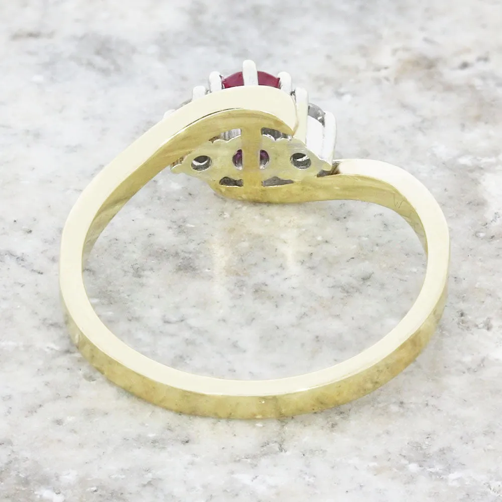 Pre Owned 9ct Yellow Gold Ruby and Diamond Dress Ring