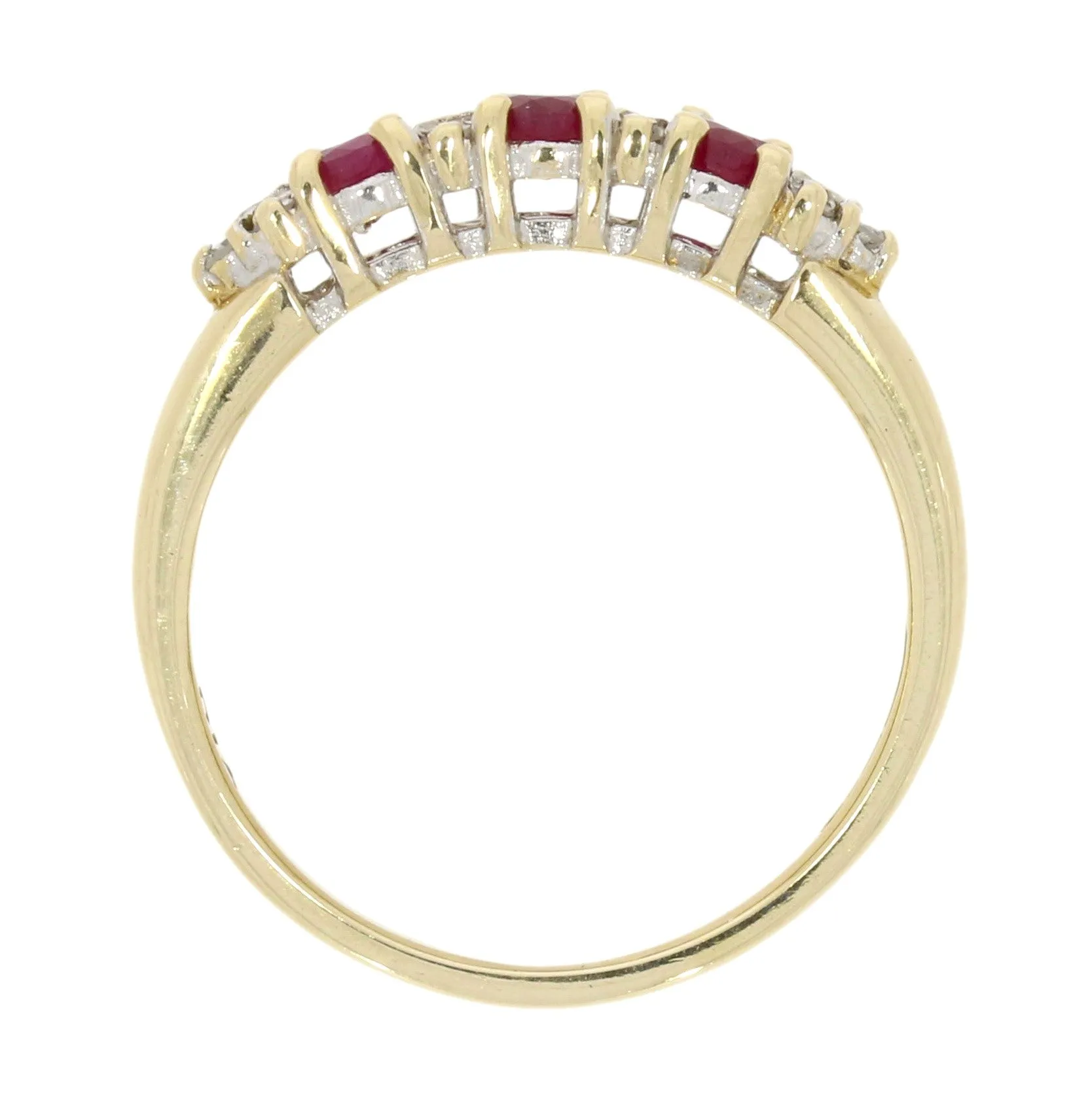 Pre Owned 9ct Yellow Gold Ruby and Diamond Half Eternity Ring