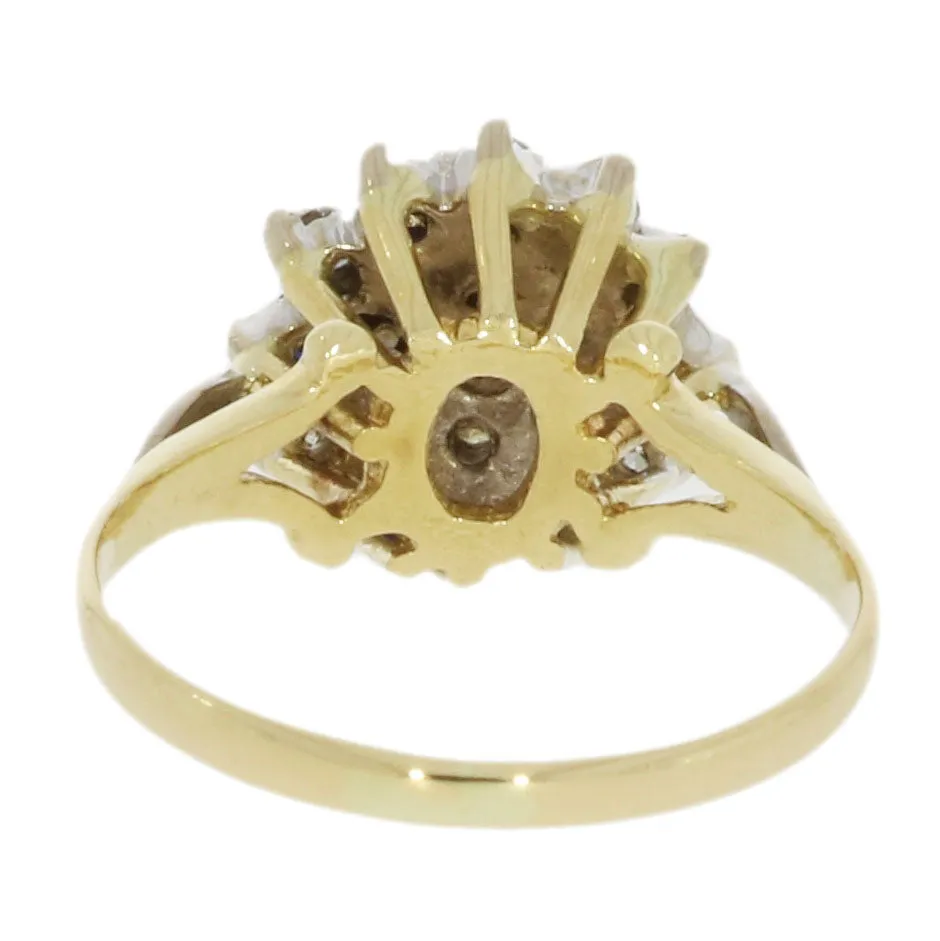 Pre Owned 9ct Yellow Gold Sapphire and 0.45cts Diamond Cluster Ring