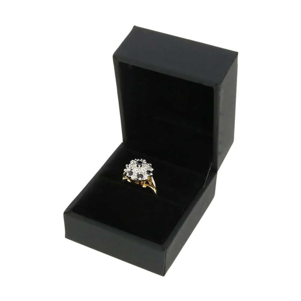 Pre Owned 9ct Yellow Gold Sapphire and 0.45cts Diamond Cluster Ring