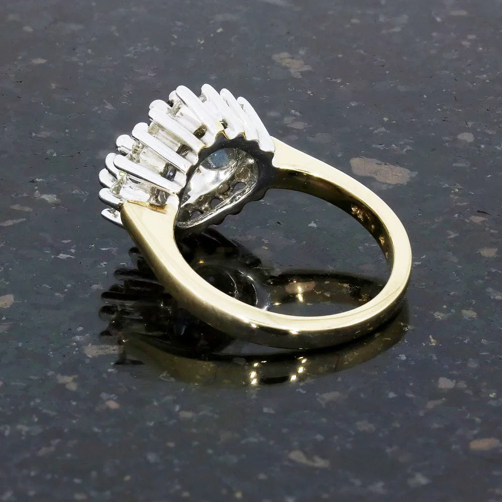 Pre Owned 9ct Yellow Gold Sapphire And 0.48cts Diamond Cluster Ring